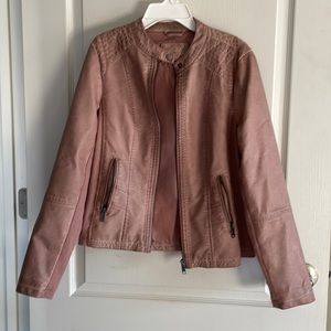 Dusty pink (p) leather jacket
